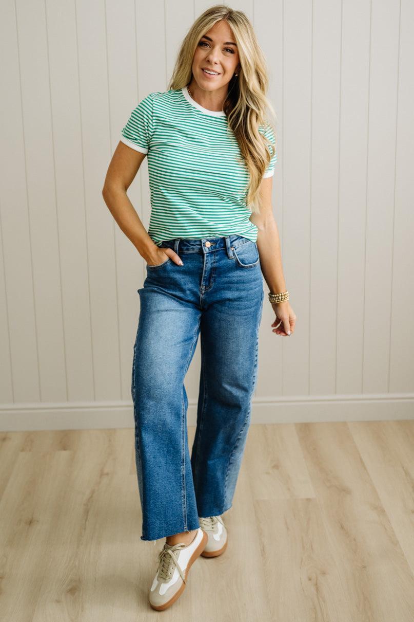Marty Striped Contrast Trim Tee