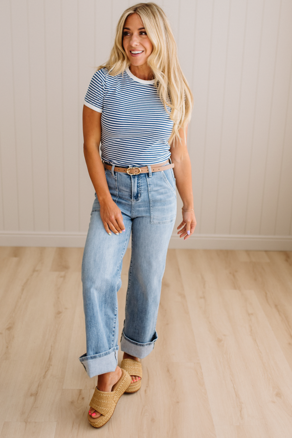 Marty Striped Contrast Trim Tee