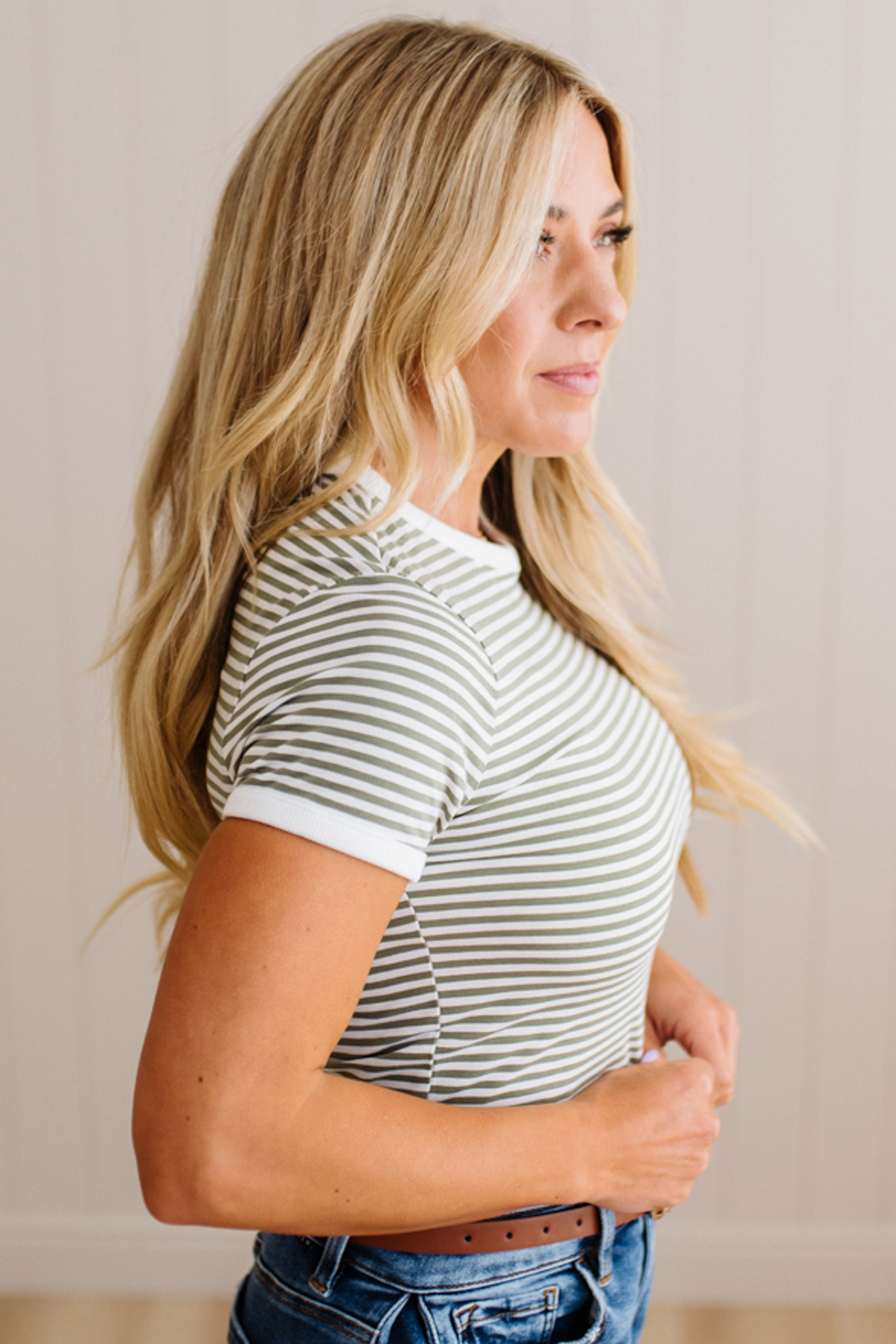 Marty Striped Contrast Trim Tee