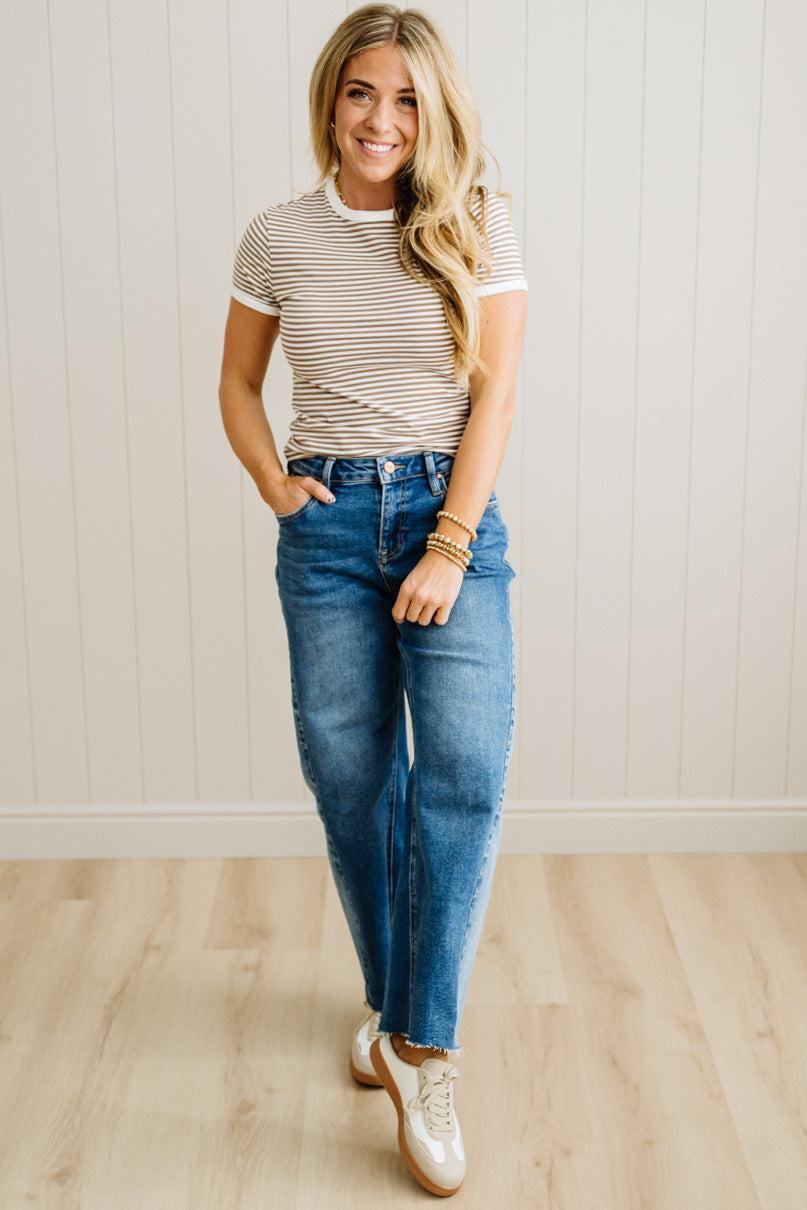 Marty Striped Contrast Trim Tee