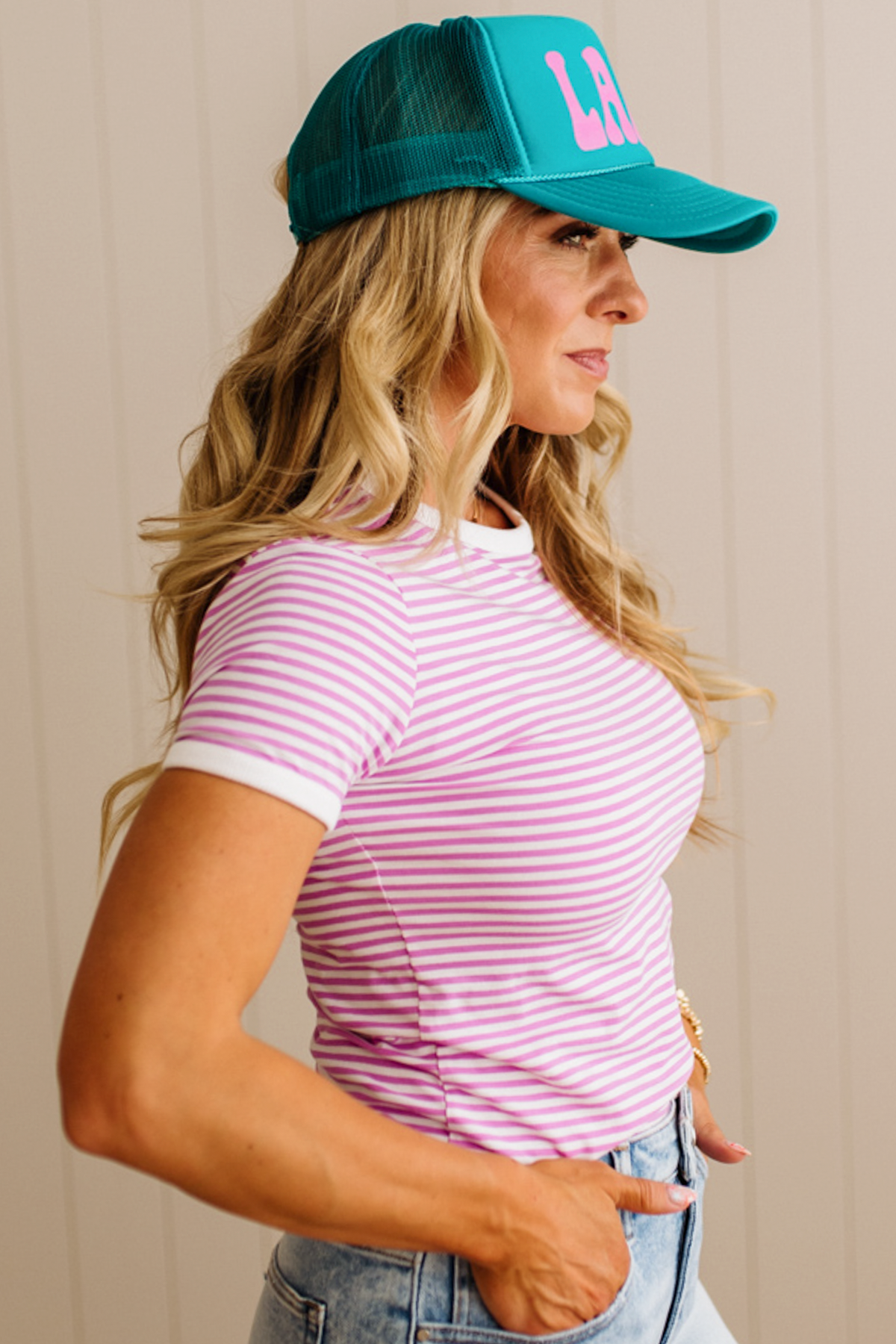 Marty Striped Contrast Trim Tee