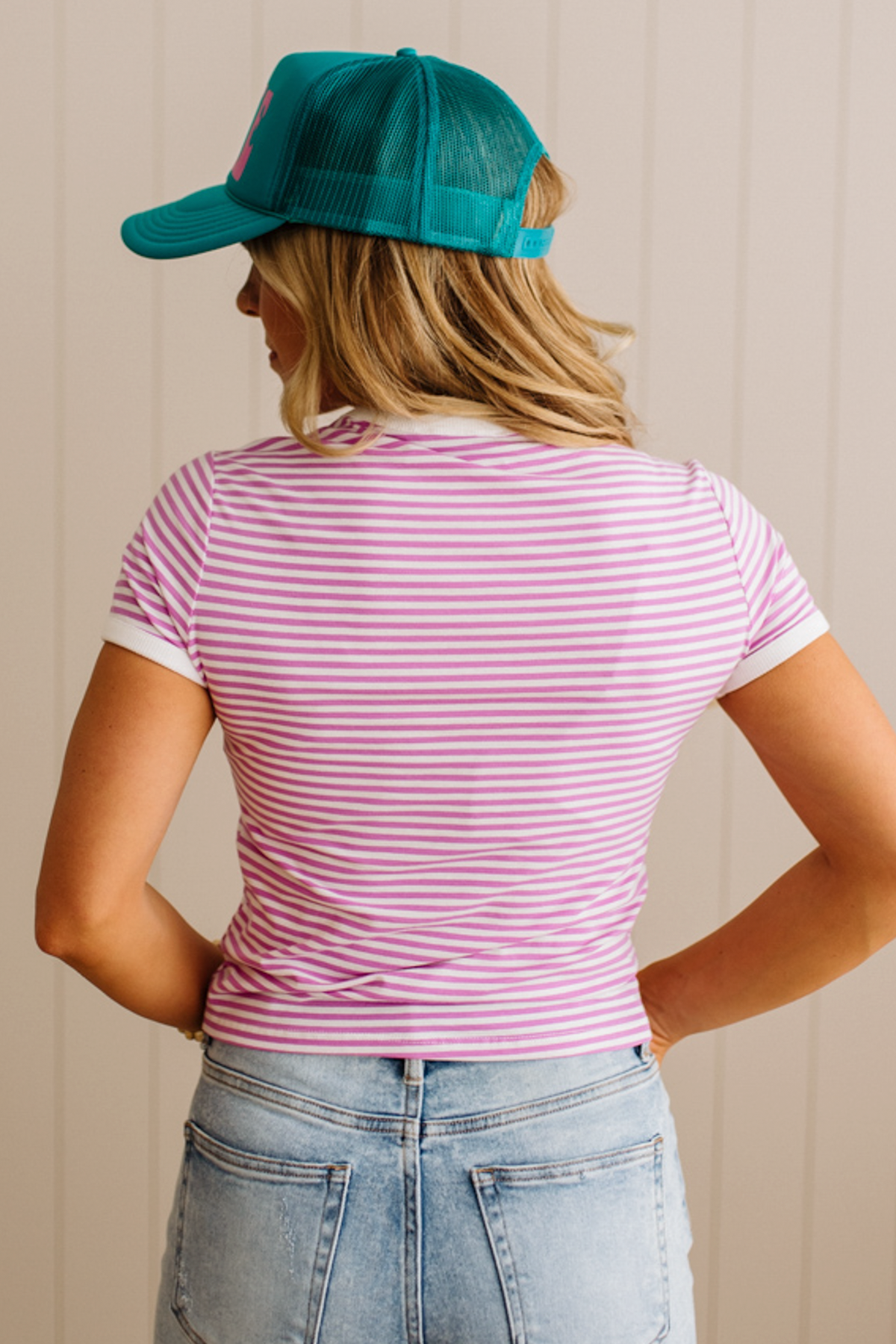 Marty Striped Contrast Trim Tee
