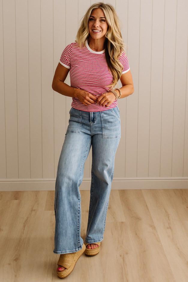 Marty Striped Contrast Trim Tee