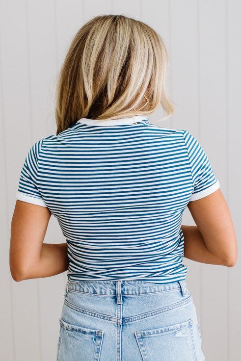 Marty Striped Contrast Trim Tee