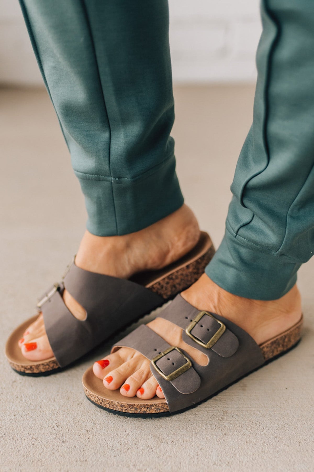 Maura Double Strap Slides | Mocha