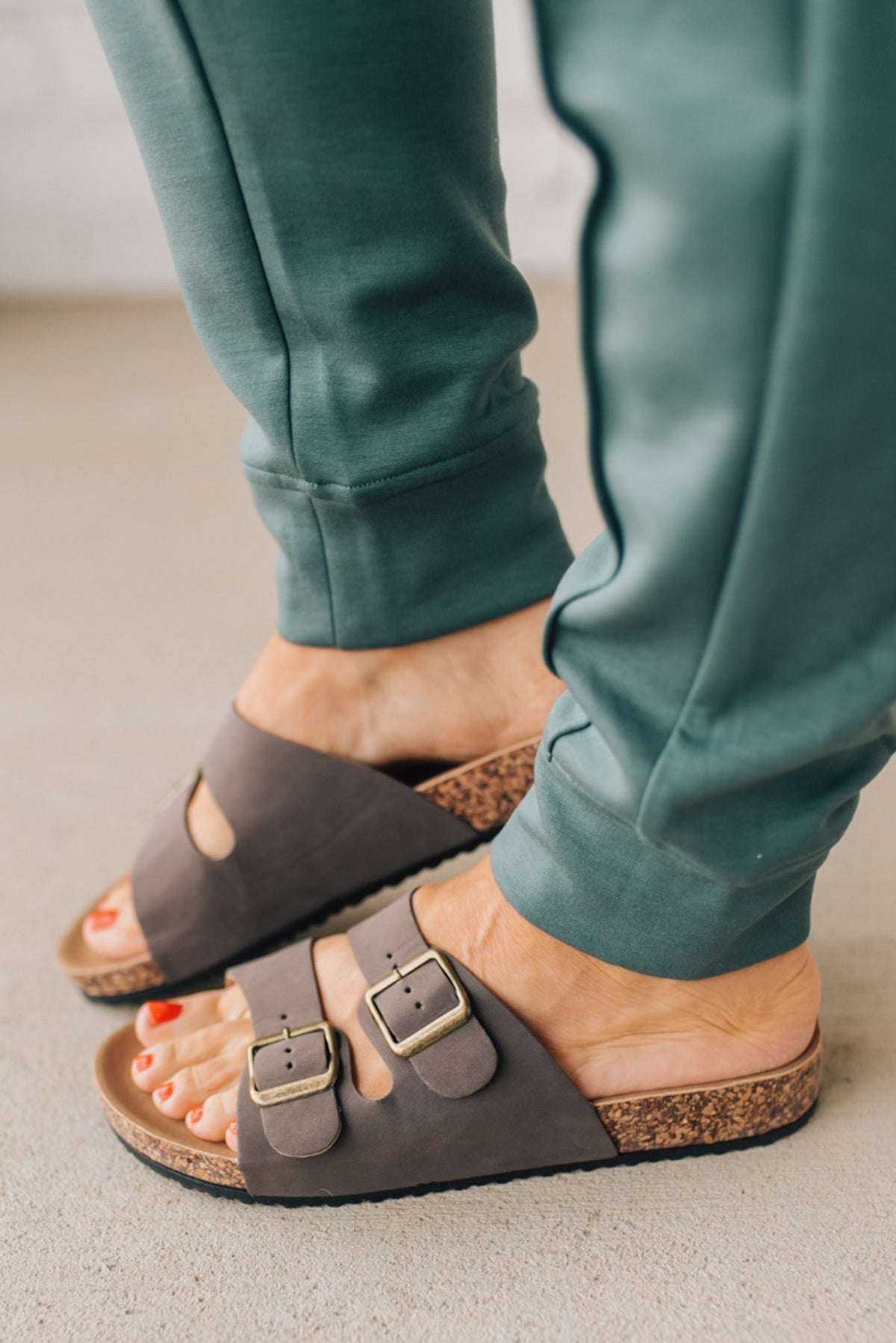 Maura Double Strap Slides | Mocha