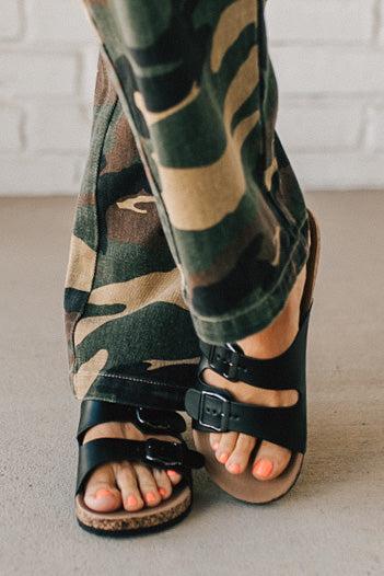 Maura Double Strap Slides | Black