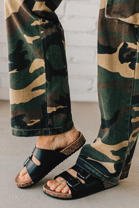 Maura Double Strap Slides | Black