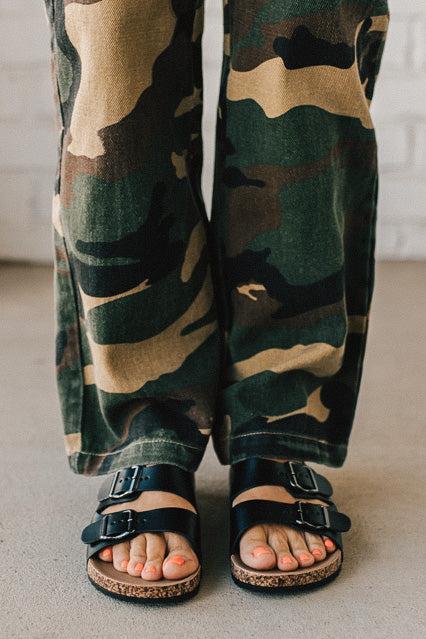 Maura Double Strap Slides | Black