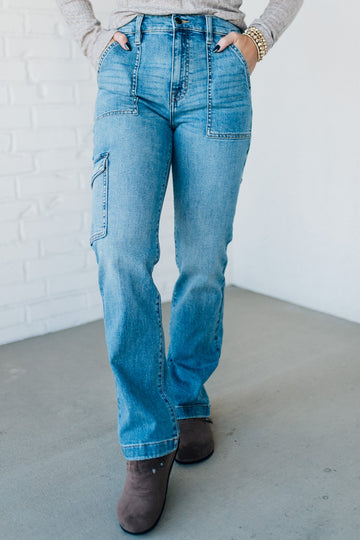 Maverick High Rise Cargo Dad Jeans - EUNINA