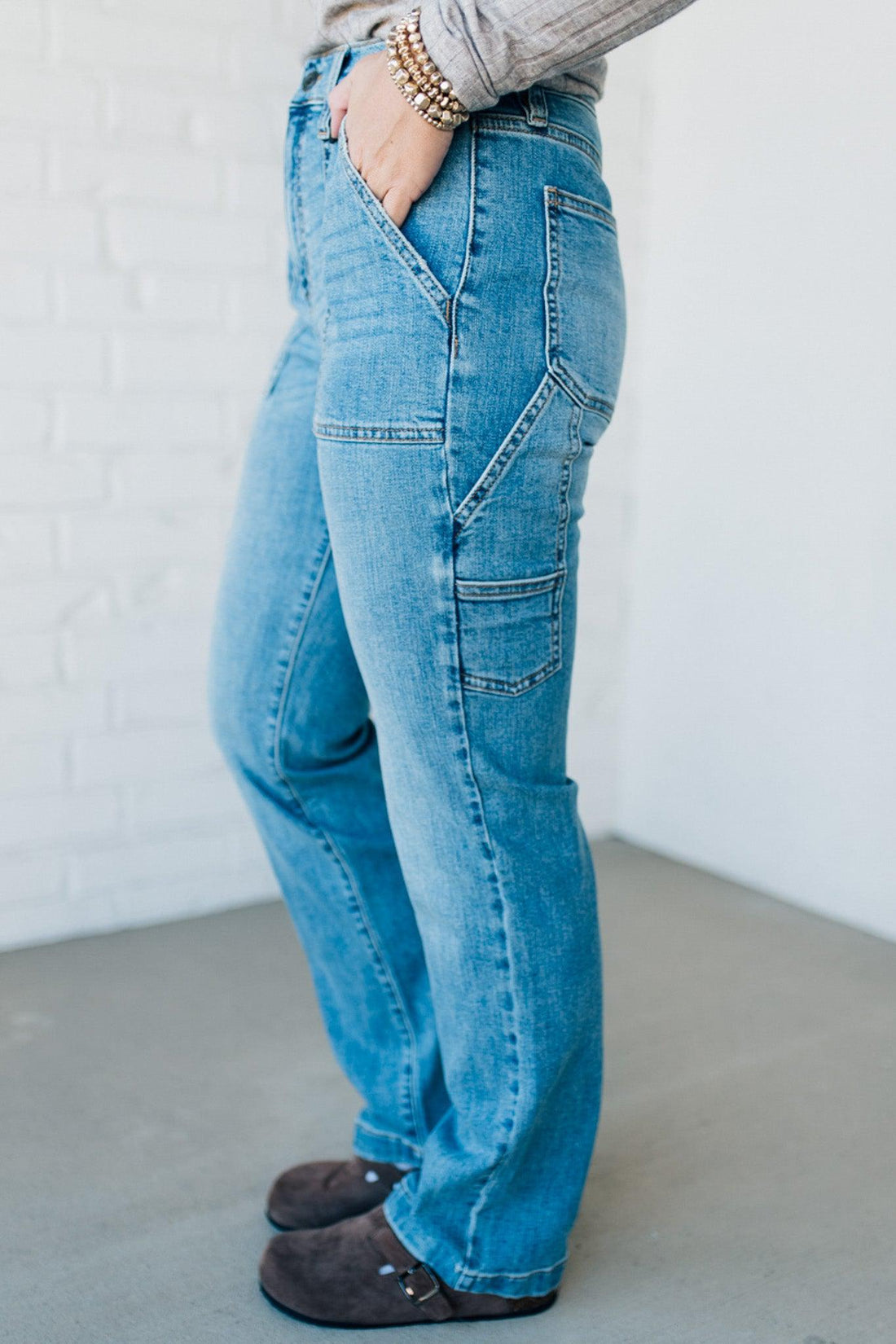 Maverick High Rise Cargo Dad Jeans - EUNINA