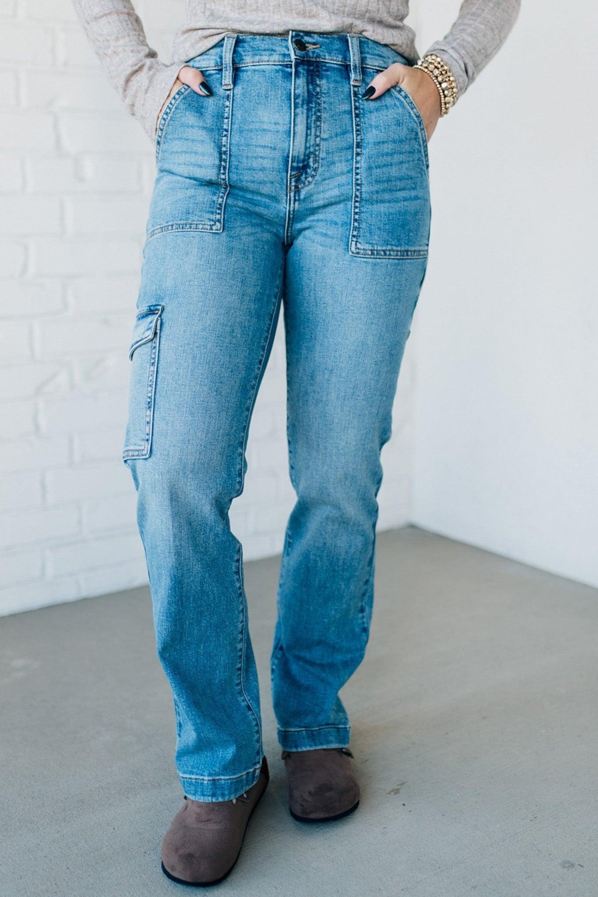 Maverick High Rise Cargo Dad Jeans - EUNINA