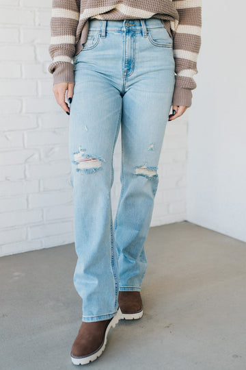 Maverick High Rise Dad Jeans | Light Wash - EUNINA