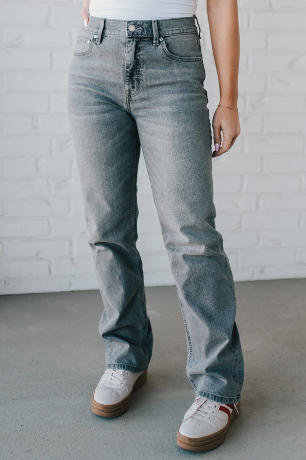 Maverick High Rise Dad Jeans | Grey Wash - EUNINA
