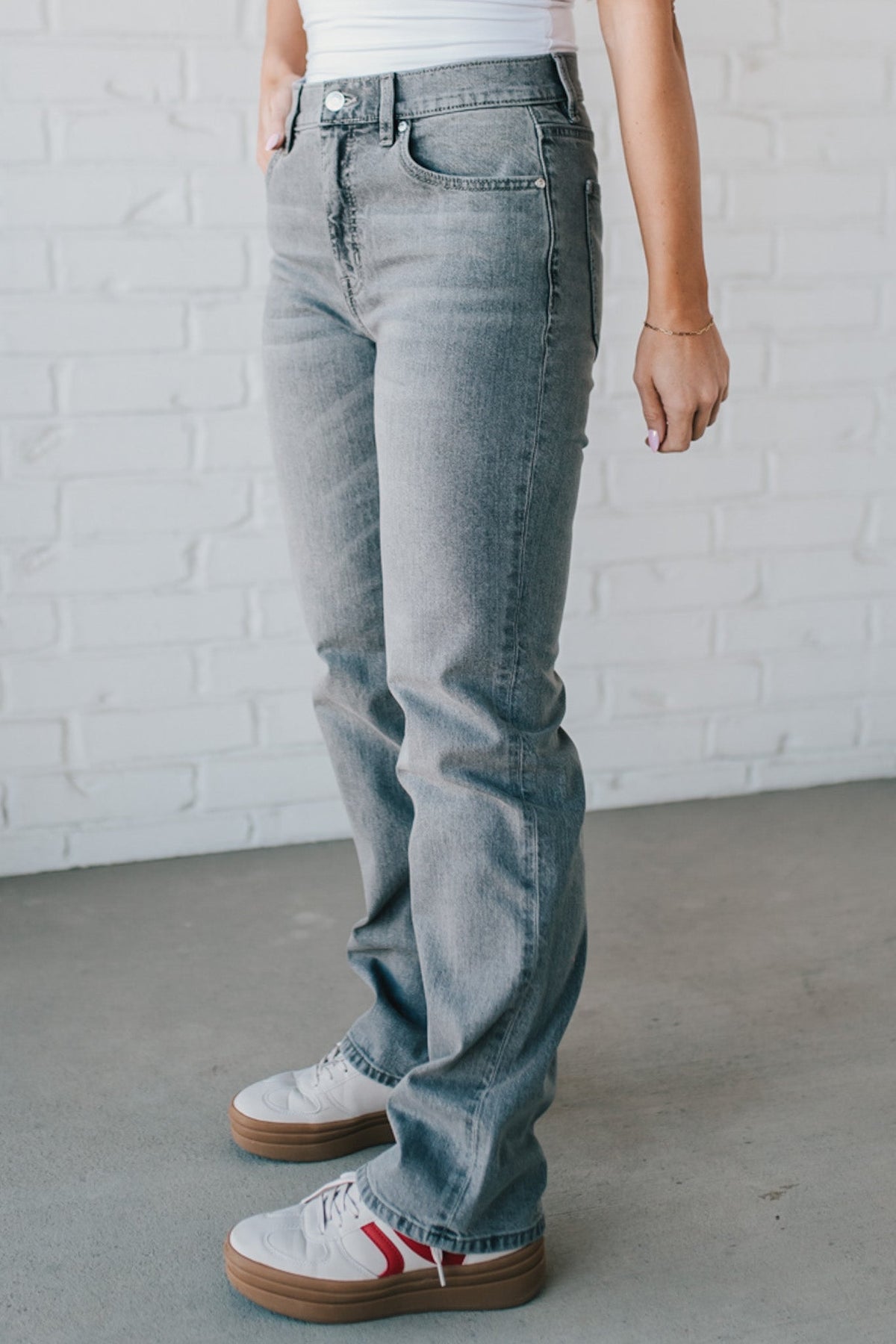 Maverick High Rise Dad Jeans | Grey Wash - EUNINA