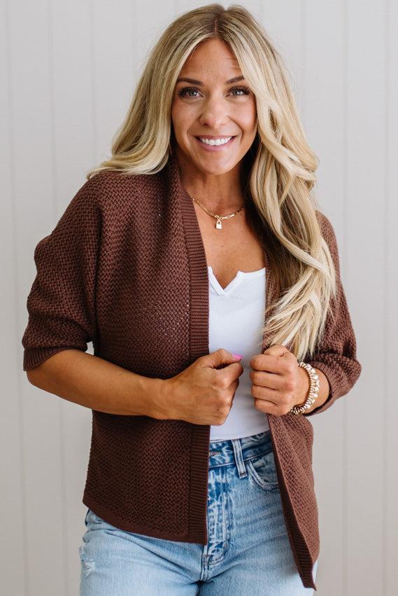 Mel Diamond Pattern Open Cardigan