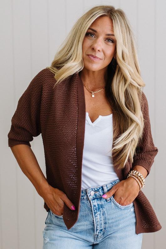 Mel Diamond Pattern Open Cardigan