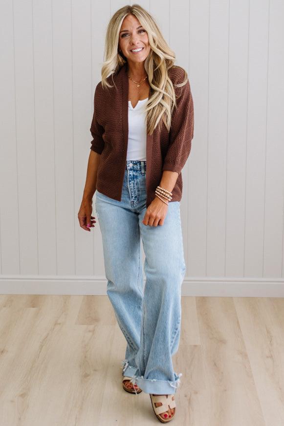 Mel Diamond Pattern Open Cardigan
