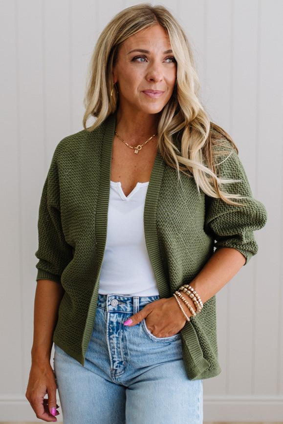 Mel Diamond Pattern Open Cardigan