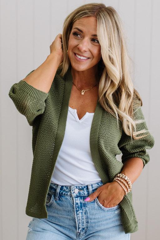 Mel Diamond Pattern Open Cardigan