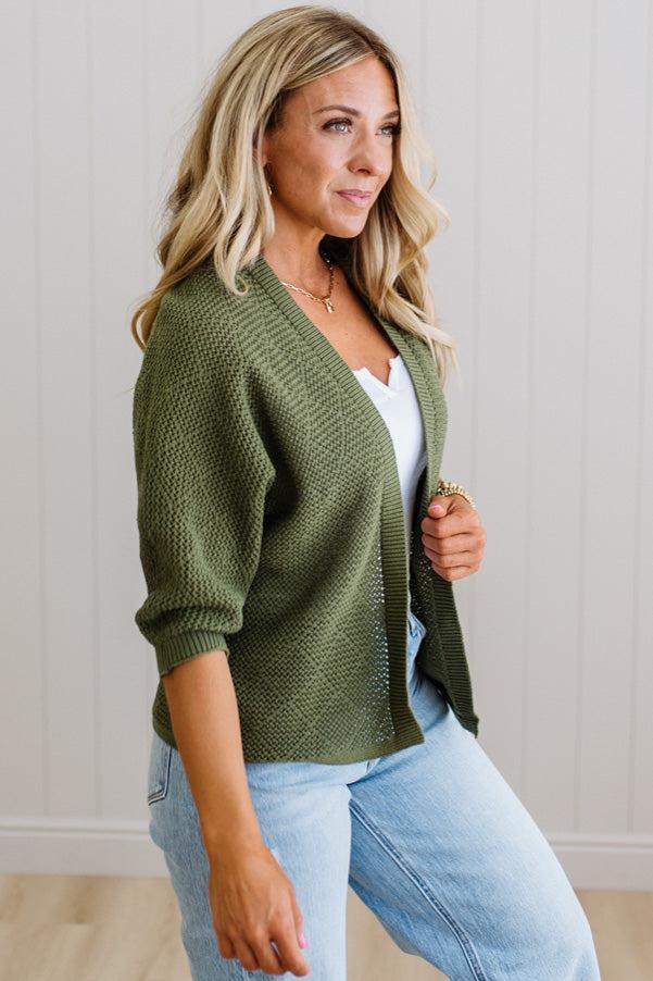 Mel Diamond Pattern Open Cardigan