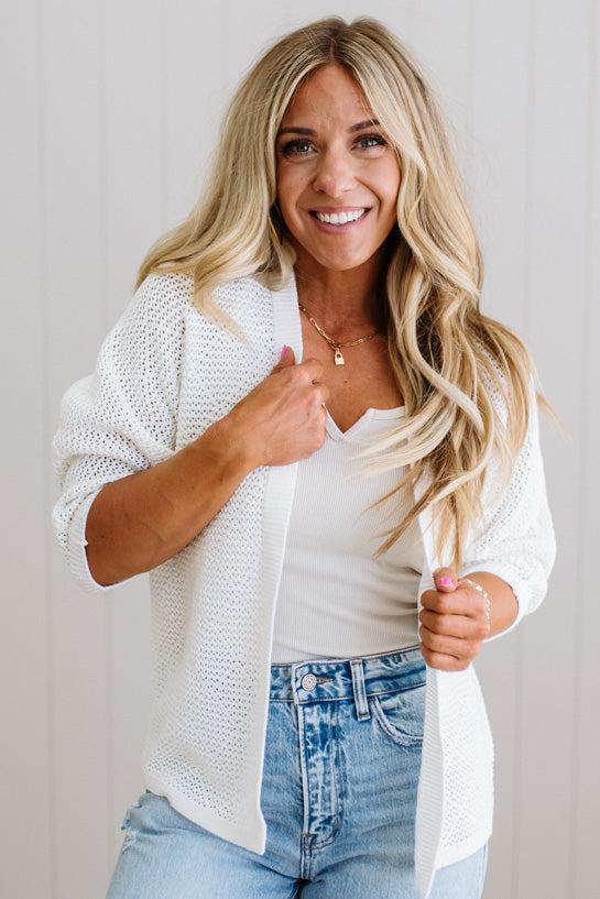 Mel Diamond Pattern Open Cardigan