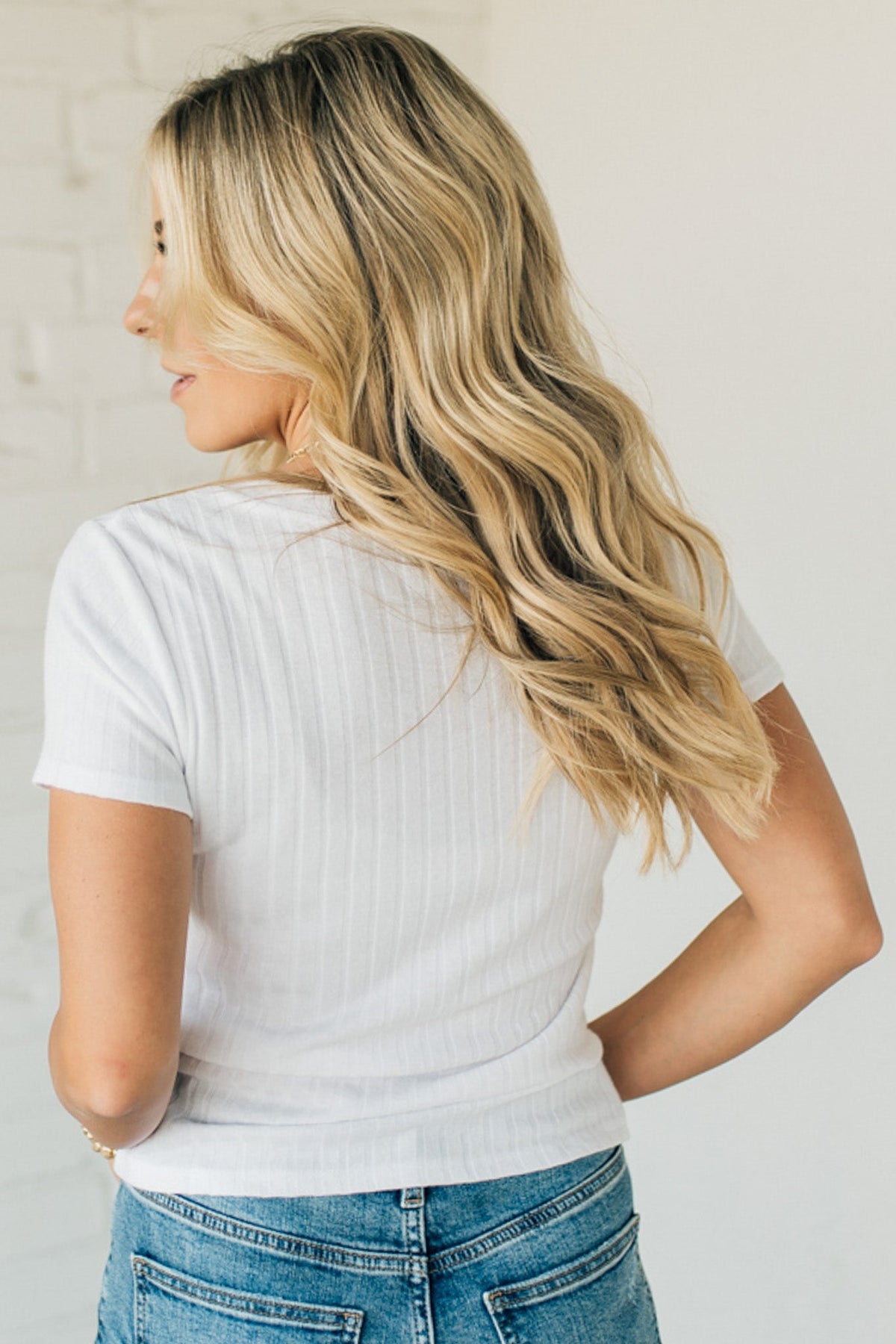 Miles Brushed Ribbed V-Neck Tee