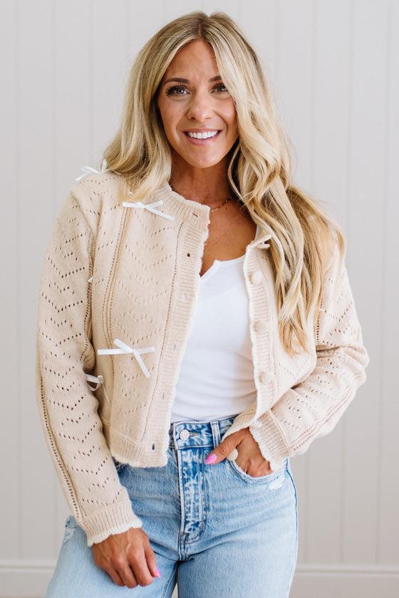 Mini Bows Pointelle Cardigan