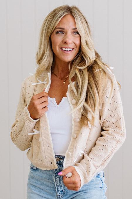 Mini Bows Pointelle Cardigan