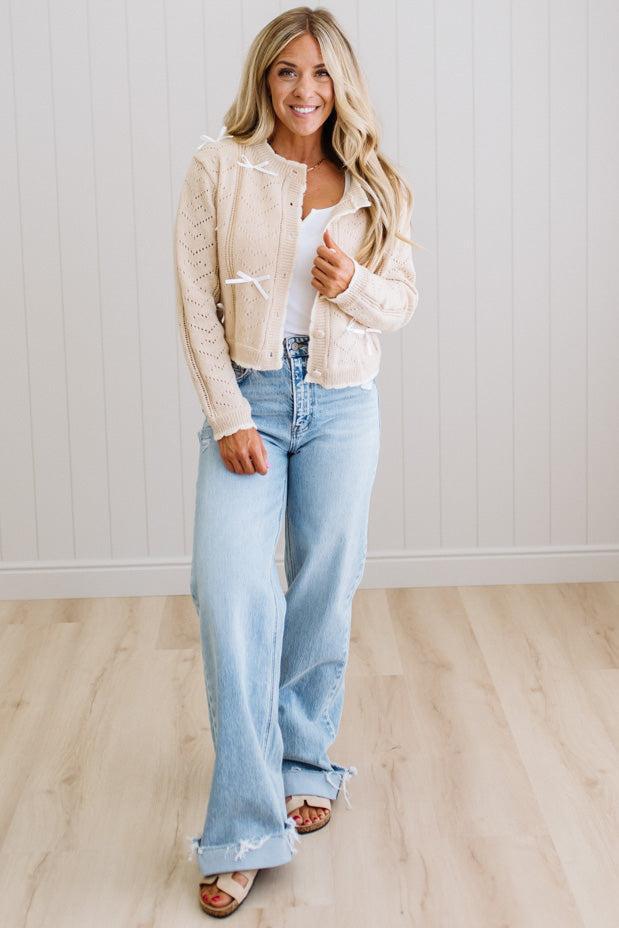 Mini Bows Pointelle Cardigan