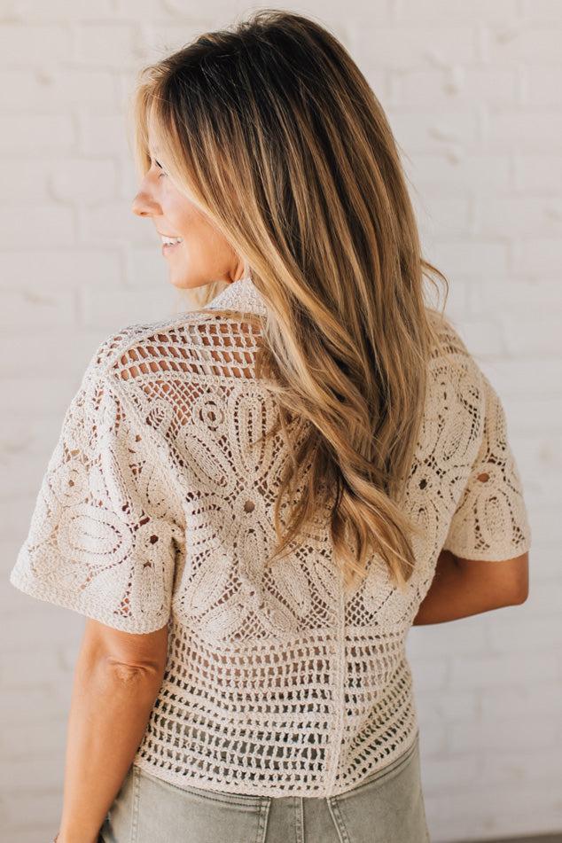 Multi Weave Button Front Top