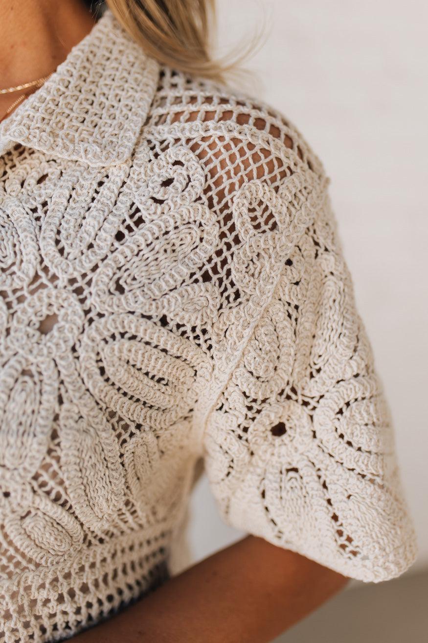 Multi Weave Button Front Top