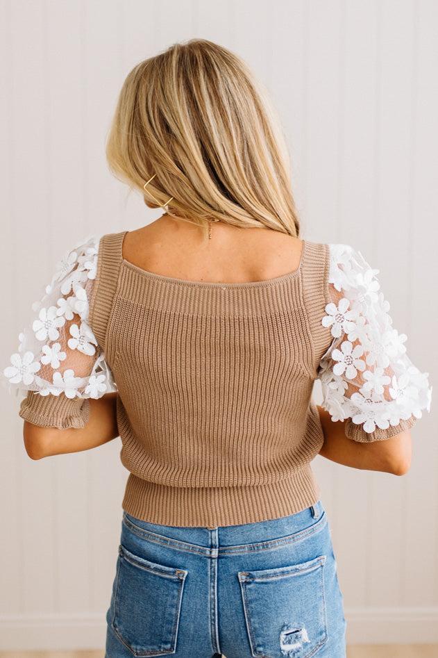 Murphy Sheer Floral Sleeve Sweater