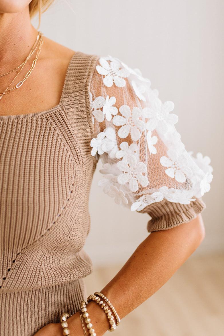 Murphy Sheer Floral Sleeve Sweater