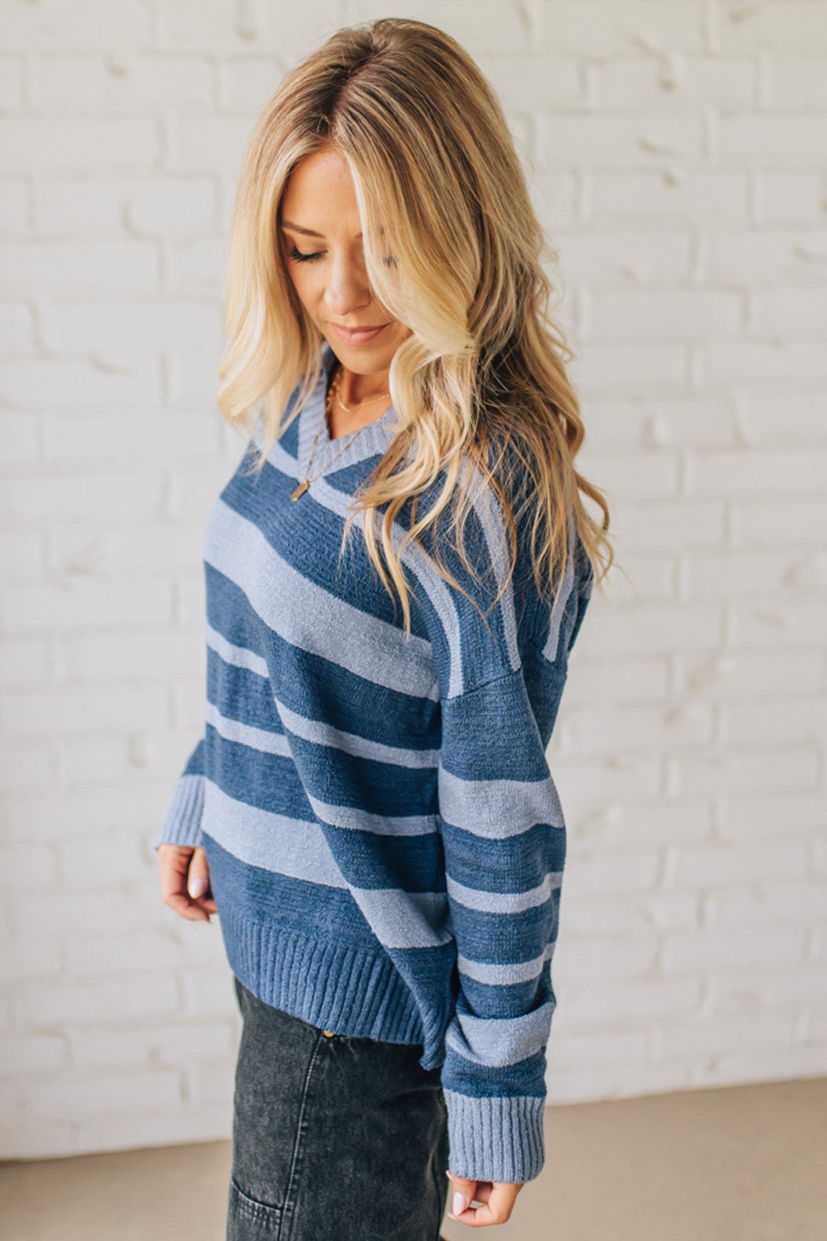 My Boyfriends Collared Stripe Sweater