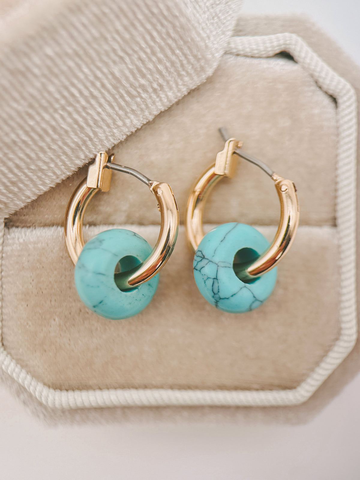 Natural Stone Huggie Hoops