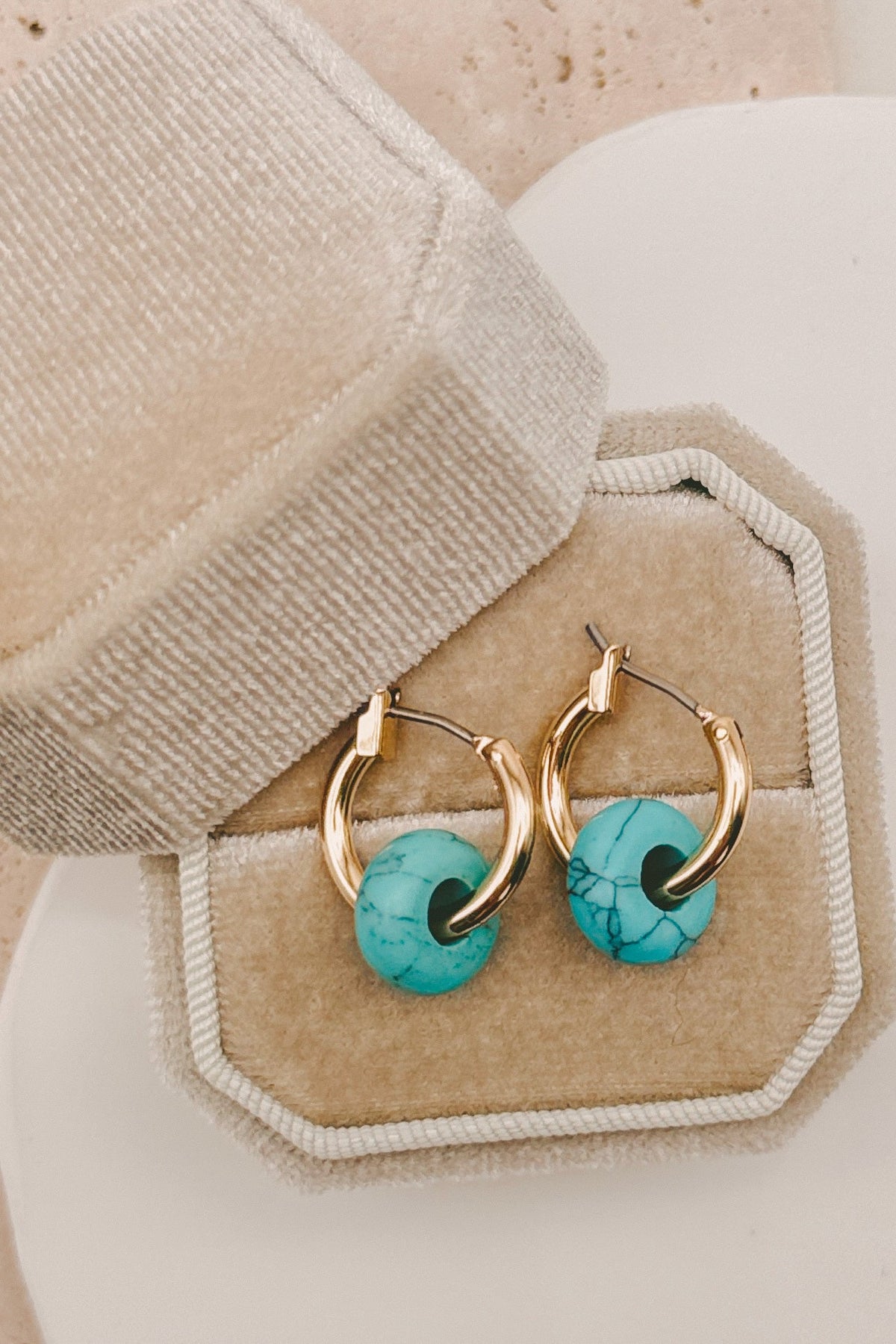 Natural Stone Huggie Hoops