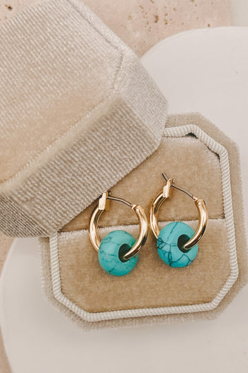 Natural Stone Huggie Hoops