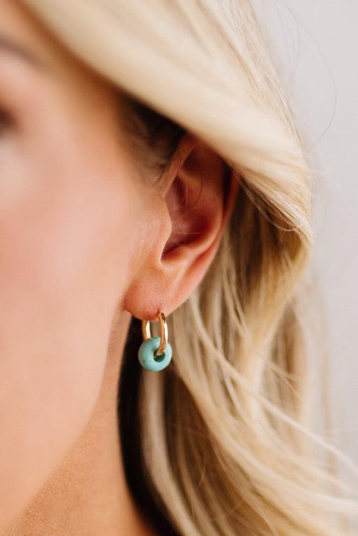 Natural Stone Huggie Hoops