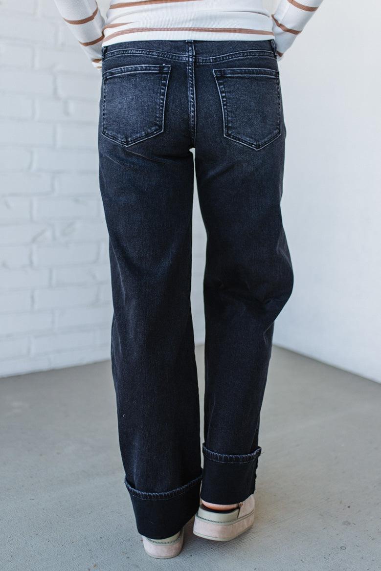 Navi Lynn Low Rise Wide Leg Jeans | Black- VERVET