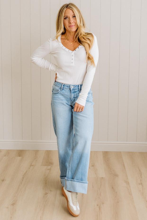 Navi Lynn Low Rise Wide Leg Jeans | Light- VERVET