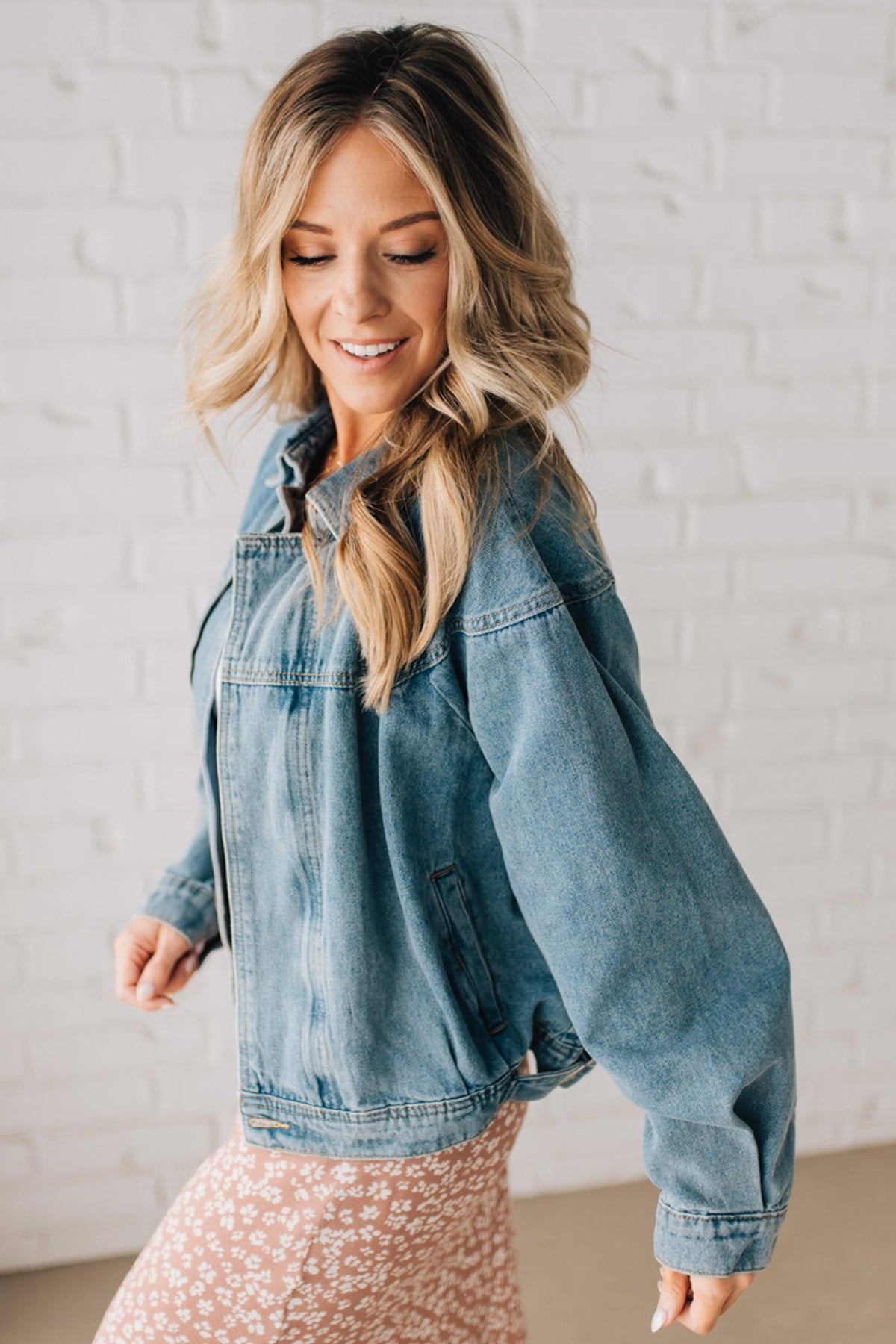 Navi Zipper Moto Denim Jacket