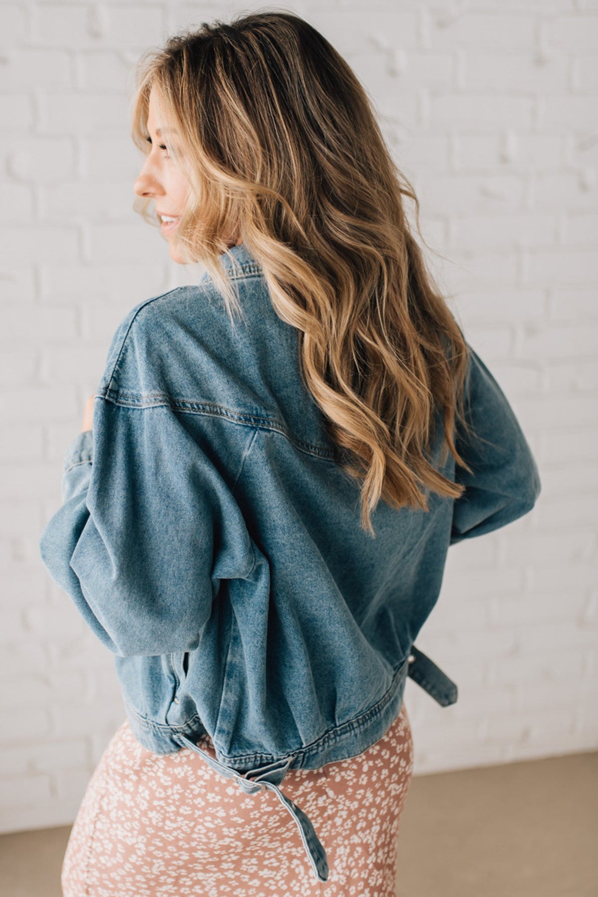 Navi Zipper Moto Denim Jacket