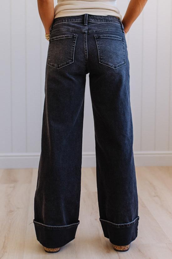 Navi Lynn Low Rise Wide Leg Jeans | Black- VERVET