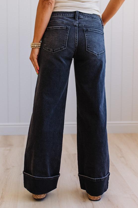 Navi Lynn Low Rise Wide Leg Jeans | Black- VERVET
