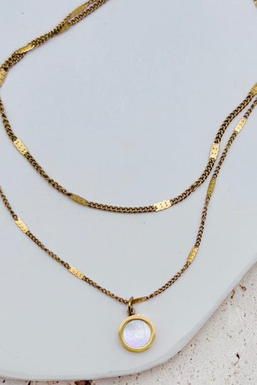 Opalite Charm Layered Necklace