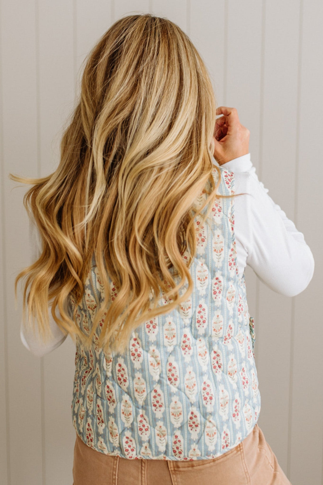 Padded Tie Front Floral Vest