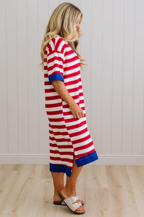 Patty Striped High Low Casual Midi