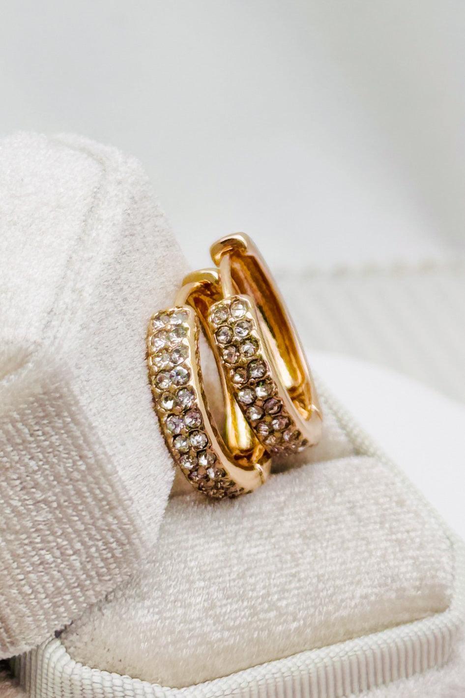 Pave Huggie Hoop Earrings