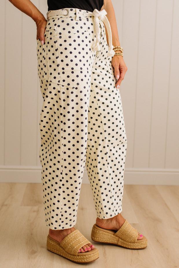 Peyton Polka Dot Barrel Jeans - LOVLOV